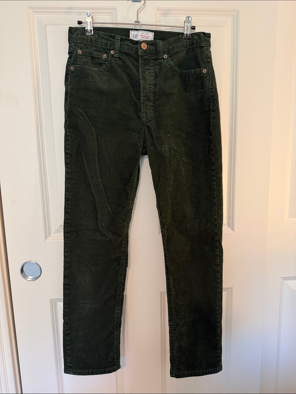 GAP Vintage Slim High Rise Forest Green Corduroy Pants